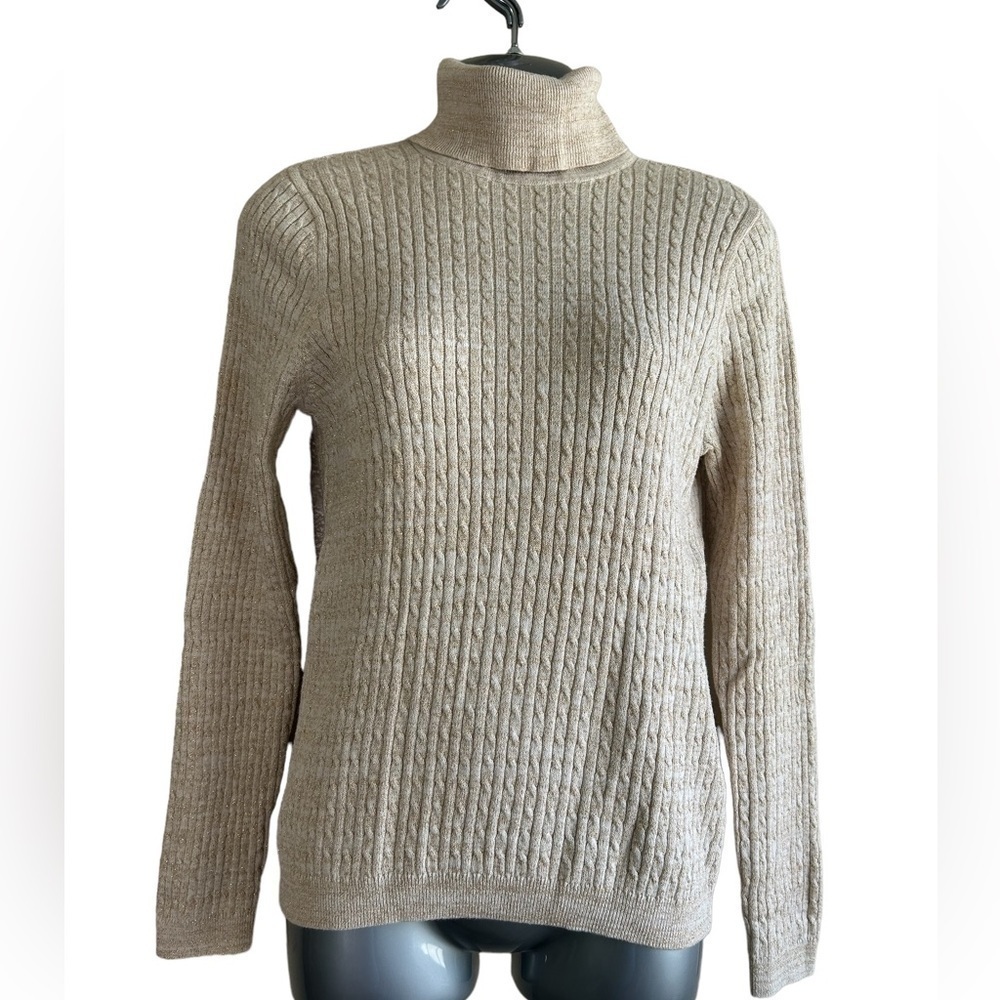 Jeanne Pierre Long Sleeve Turtleneck Gold Specks ~ Used ~ Size: Medium​